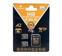 Amplim Lot de 2 cartes Micro SD 64 Go | Adaptateur mémoire MicroSD Plus | A2 MicroSDXC U3 Classe 10 V30 UHS-I pour Nintendo, GoPro Hero, Surface, téléphone, appareil photo, tablette | Noir