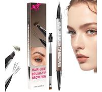 Ampltulastd 4d Brow Pen Light Brown-for Natural,All-Day Eyebrow & Eyeliner Perfection,Hardpointing Hard Pointing Brows Pens,Hair like Brush Tip Brow Pen,2-in-1 Dual-Ended Microblading Eyebrow Pen (#4)