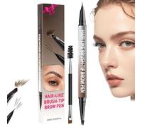 Ampltulastd 4d Brow Pen Light Brown-for Natural,All-Day Eyebrow & Eyeliner Perfection,Hardpointing Hard Pointing Brows Pens,Hair like Brush Tip Brow Pen,2-in-1 Dual-Ended Microblading Eyebrow Pen (#3)
