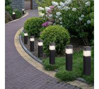 Lampes à brancher, lampes solaires, lampadaires, lampes d'extérieur, lampes de jardin, batterie rechargeable IP44, finition gris satiné, LED 0,06 watts blanc chaud, HxLxP 38,5x5,8x5,8 cm, lot de 8