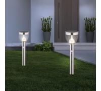 Ampoule à Enficher Extérieure Lampe Solaire LED Pointe Argent Mouvement Cour 2x