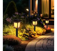 3x LED solaire plug-in lumières chemin de jardin rétro effet feu lanternes extérieures noir