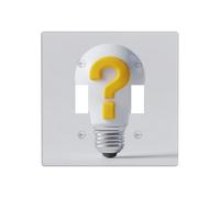 Ampoule blanche avec un point d'interrogation jaune double gang couvercle de lampe plaque murale interrupteur décor taille standard - 11,4 x 11,4 cm