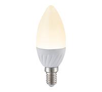 Ampoule blanche lampe en céramique en forme de bougie moderne, 1x douille LED E14 4,9 watts 470 lumens 3000 K blanc chaud, DxH 3,7x9,9