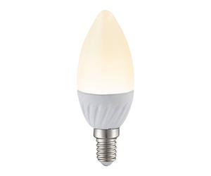 Ampoule blanche lampe en céramique en forme de bougie moderne, 1x douille LED E14 4,9 watts 470 lumens 3000 K blanc chaud, DxH 3,7x9,9