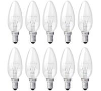 Ampoule Bougie Clair E14 40W, Ampoule Incandescence Dimmable, Blanc Chaud 2700K, 400LM, Ampoule Flamme, 10pcs-Ampoules à vis Edison
