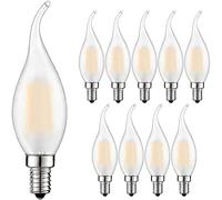 Ampoule candélabre LED C35 4 W à intensité variable, 40 W équivalent ampoules LED à filament E12 Base lumière blanche chaude 2700 K 400 lumens protection des yeux couvercle en verre dépoli lot de 10