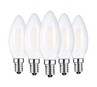 Ampoule candélabre LED C35 6 W à intensité variable, 60 W équivalent ampoules LED à filament E14 Base lumière blanche chaude 2700 K 600 lumens protection des yeux couvercle en verre dépoli lot de 5