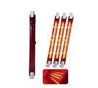 Ampoule Chauffante Infrarouge 300W 118mm, Ampoule Infrarouge Dimmable, Lampe Chauffante Halogène Rubis, Lampe Halogène Quartz pour Chauffage Heatmaster U3, 240V Tubes R7s 300Lm, 10mm Ø, Paquet de 4