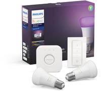 PHILIPS HUE Kit de démarrage White & Colors 2 ampoules avec pont de connexion et télécommande variateur - 10 W - E27