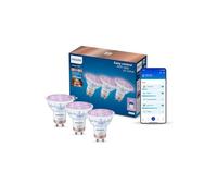 Ampoule connectée - PHILIPS SMART LIGHTING - GU10 345 lm - Verre premium - RGB & blanc 2200-6500K - Pack de 3