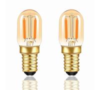 Ampoule E14 Filament LED Vintage 1W 220V, 100LM Verre Ambré Blanc Chaud 2200K, Équivalent 10W, Mini Tubulaire T22 E14 SES Ampoule Décorative Rétro pour Veilleuse, Non Dimmable, Lot de 2