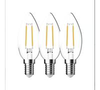Ampoule E14 Lot de 3| C35 flamme filament, verre transparent - blanc chaud 2700k 470l. - Energetic
