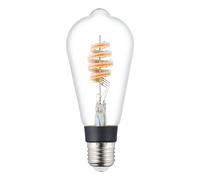 Eglo connect.z ampoule LED E27 connectée, ST64, ZigBee, App et commande vocale Alexa, dimmable, blanc chaud, 4,9 Watt, lampe vintage en spirale transparente