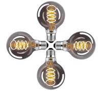 Ampoule E27 Vintage, Ampoule LED E27 Dimmable G80 4W Blanc Chaud Décorative Rétro Idéal à la Maison, Dans un Café, un Bar, Gris fumée,Lot de 4（BT1）