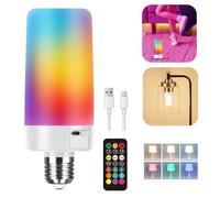 Ampoule électromagnétique rechargeable avec télécommande, USB, E26, 3 températures de couleur + 9 RGB, éclairage d'urgence intérieur/extérieur