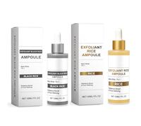 Ampoule exfoliante au riz blanc et noir, peeling au riz noir et blanc, solution exfoliante duo aux ampoules de riz, gommage doux visage et corps, gommage visage anti-pores pour tous types de peau