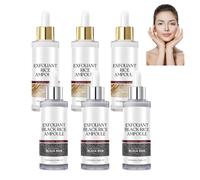 Ampoule exfoliante de riz noir et blanc, exfoliant doux pour le visage et le corps, solution de gommage de riz, gommage exfoliant nourrissant, nettoyage en profondeur et hydratation (6pcs)
