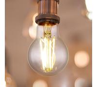 Ampoule filament LED Vintage Ampoule sphérique E27, verre clair, 7 watts 806 lumens 4000 kelvins blanc neutre, DxH 6x10,6 cm