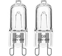 Ampoule Four Halogène G9 40W 230V - - Dimmable 300°C Blanc Chaud 2700K - Compatible AEG Neff Whirlpool - Lot de 2 - Classe G