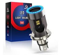 Ampoule H4 LED avec Yeux D'ange, HS1 Phare pour Moto 6400LM, DC 12V Pack de 1