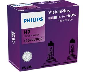 Ampoule halogène PHILIPS H7 VisionPlus Plus 60% 12V/55W, 2 pièce