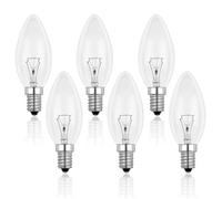 Ampoule Incandescence Bougie E14 60W 230V, Dimmable Blanc Chaud 2700K, 600LM, C35 Ampoule Transparent, Pack de 6