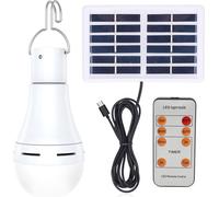 Ampoule LED à alimentation solaire Ampoule d'urgence intérieure extérieure Ampoule de camping portable avec télécommande Modes ajustables et minuterie IP65 Imperméable à la pluie