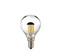 Ampoule LED à filament de tête miroir argentée, 230 V, Ø 4,5 cm/L 8 cm, E14, 4,5 W 2700 K, 400 lm, 180°, intensité variable, transparent/argenté