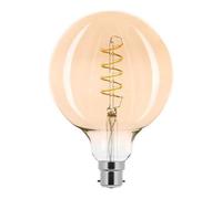 Ampoule LED à filament spiralé - 2,5 W - Or - Extra blanc chaud - 2 000 K (globe G125, B22, 1 pièce)