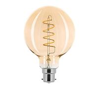Ampoule LED à filament spiralé - 2,5 W - Or - Extra blanc chaud - 2 000 K (globe G95, B22, 1 pièce)
