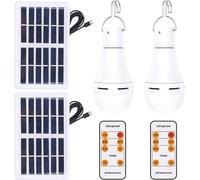 Ampoule LED alimentée par énergie solaire Ampoule d'urgence intérieure extérieure Lampe de camping portable Night Markets avec télécommande Modes ajustables et minuterie IP65 Waterproof