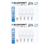 Ampoule LED Blaupunkt Bougie, culot à vis E14, 7W remplace ampoule 50W, blanc naturel 4000K, lumière naturelle neutre jour, Intensité non variable, 595 lumens, intérieur extérieur, lot de 8