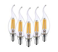 Ampoule LED Candélabre E12 4 W à intensité variable, ampoules LED équivalentes à 40 W 2700 K blanc chaud 400 lumens pointe de flamme LED filament lustre ampoule E12 culot de candélabre Lot de 5