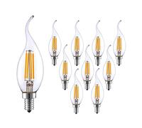 Ampoule LED Candélabre E12 4 W à intensité variable, ampoules LED équivalentes à 40 W 2700 K blanc chaud 400 lumens pointe de flamme LED filament lustre ampoule E12 culot de candélabre Lot de 10