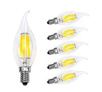 Ampoule LED Candélabre E12 6 W à intensité variable, ampoules LED équivalentes à 60 W 2700 K blanc chaud 600 lumens pointe de flamme LED filament lustre ampoule E12 culot de candélabre Lot de 6