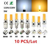 Ampoule LED COB à Intensité Réglable pour Lustre, Bougies de Remplacement, Halogène, G4, G9, E14, 3W, 5W, 9W, AC/DC, 12V, 110V, 220V, 30W, 40W, 10 Pièces/Lot BLANC