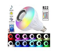 Ampoule LED connectée B22 12 W, Bluetooth, couleur RVB, haut-parleur musical avec télécommande - CDSX