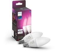 Ampoule LED connectée PHILIPS HUE E14 White&Color Ambiance Flamme pack 2