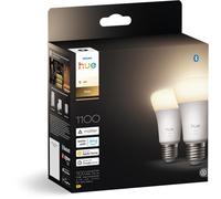 Philips Hue Ampoule LED connectée A60, Lumière blanche chaude 2700 K, Culot E27, 9,5 W, 1100 lumens, Intensité variable, Compatible avec Alexa, Google Assistant et Apple Home, pack de 2