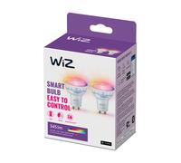 WiZ Ampoule en verre LED intelligente GU10 - Remplacement GU10 50W, 16 millions de couleurs, Wi-Fi/Bluetooth, commande vocale/application, fonctionne avec Google Home, Alexa et HomeKit, pack de 2