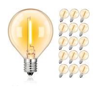 Ampoule LED de remplacement G40 DC 12V AC 110V 220V Verre ambré 1W culot E12 mini ampoule àVis blanc chaud style Vintage Edison (12V DC)