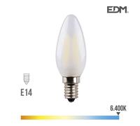 Ampoule bougie LED Filament mat 4,5 W e14 6.400 K EDM G