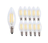 Ampoule LED E14 4W Filament, Forme Bougie, 4W Equivalent à Ampoule Incandescente 40W, Blanc Chaud 2700K/400 Lumens,AC 220-240V, Non Dimmable, Lot de 10