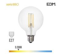 ampoule ballon diam filament LED. 95mm 6w E27 600 lumens 3200K lumière chaude 220-240 50hz 98602