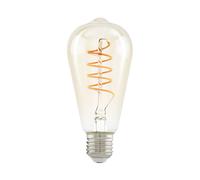 Ampoule LED E27 filament verre Ampoule LED rétro Edison, forme goutte d'eau ambre, 4W 280lm 2200K blanc chaud, DxH 6,4x14,3 cm