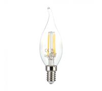 Ampoule LED flamme de bougie filament E14 verre clair, 4 watts 400 lumens 3000K blanc chaud, DxH 3,5x11,8 cm