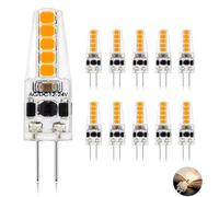 Ampoule LED G4 Dimmable 12V AC/DC, Blanc Chaud 3000K 200LM, 37mm 2W G4 LED Lampe Équivalent 20W G4 Halogène, Sans Scintillement, 360°Angle de Faisceau, Lumière G4 pour Lustre, Plafonniers, Lot de 10