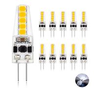 Ampoule LED G4 Dimmable 12V AC/DC, Blanc Froid 6000K 200LM, 37mm 2W G4 LED Lampe Équivalent 20W G4 Halogène, Sans Scintillement, 360°Angle de Faisceau, Lumière G4 pour Lustre, Plafonniers, Lot de 10