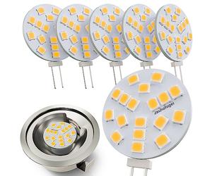 Ampoule LED G4 Plate 12 Volts Blanc Chaud équivalent Ampoule Halogène JC G4 12V 20W - Mini Ampoule G 4 pour Hotte Aspirante Four - Spot Encastrable Halogene 2 Watt G 4 lumière Jaune - Lot de 6
